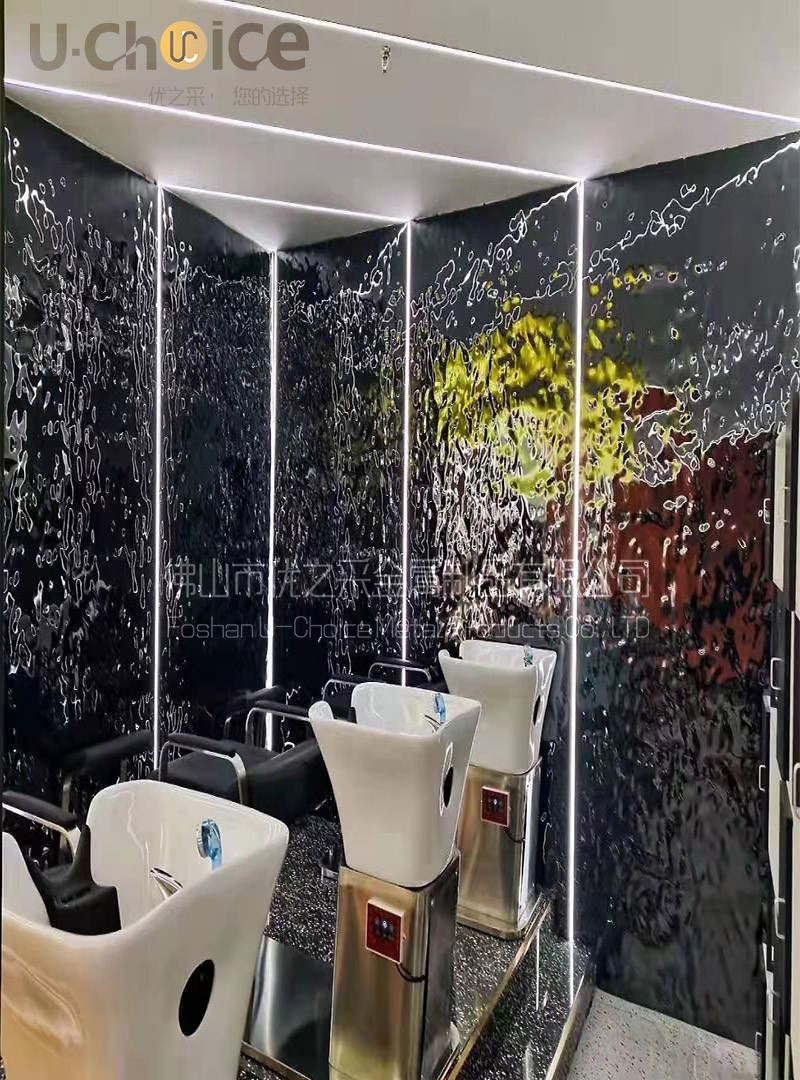 山西省太原市理發店 水波紋不銹鋼裝飾項目